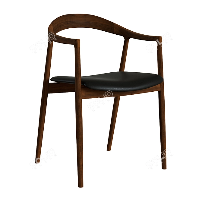 Hata Walnut Leather Chair: Timelessly Elegant Design 3D model image 1