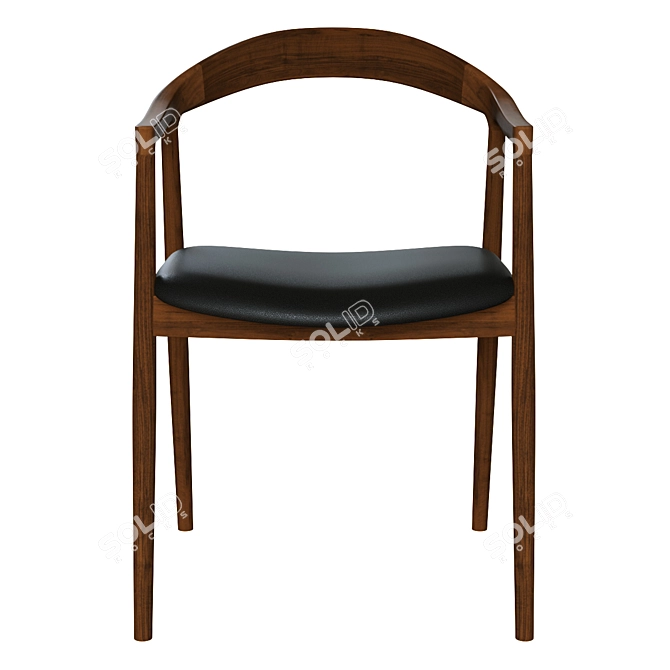 Hata Walnut Leather Chair: Timelessly Elegant Design 3D model image 2