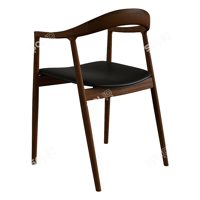 Hata Walnut Leather Chair: Timelessly Elegant Design 3D model image 3