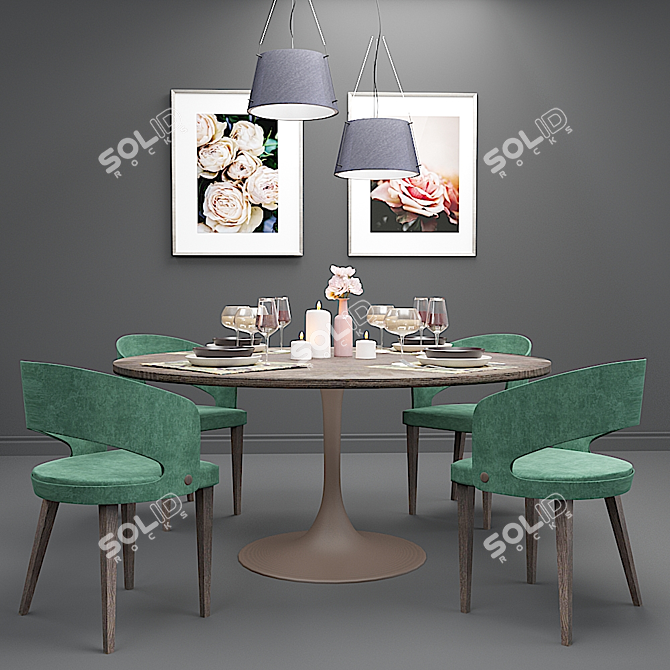 Elegant Table Setting Set 3D model image 1