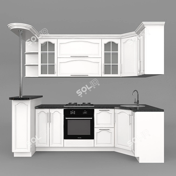 Modern Kitchen Furniture Set 3D model image 1