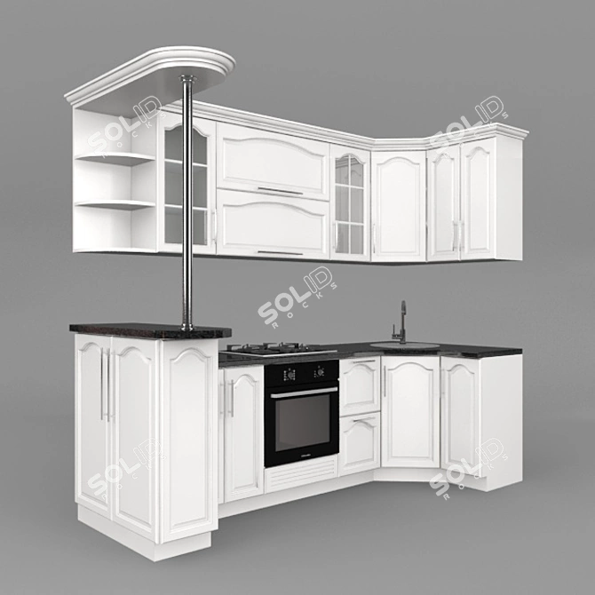 Modern Kitchen Furniture Set 3D model image 2