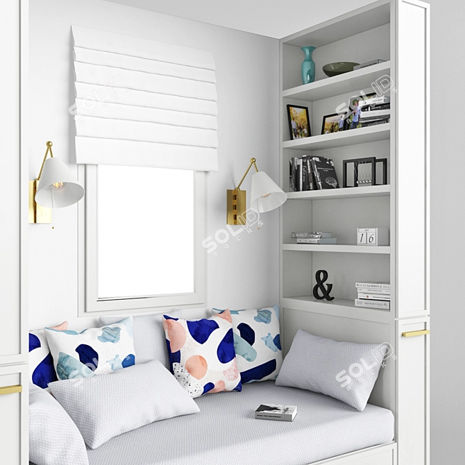 Cozy Window Nook with Pillow 3D model image 3