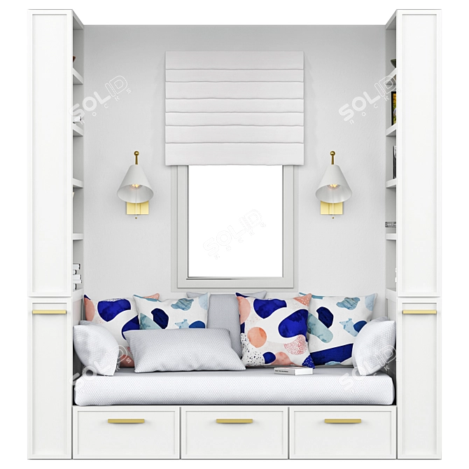 Cozy Window Nook with Pillow 3D model image 4