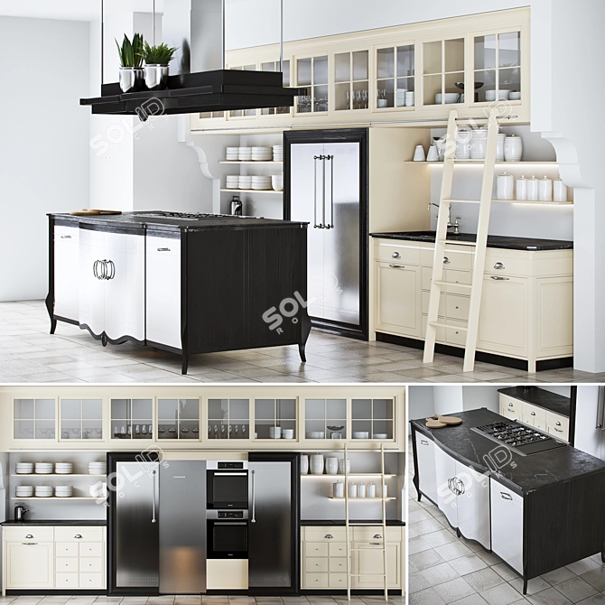 Marci Cucine Opera Classic Kitchen: Smeg & Liebherr Appliances 3D model image 1