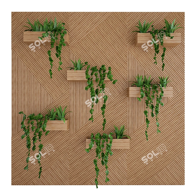 Wooden Plant Wall Panel 3D model image 1