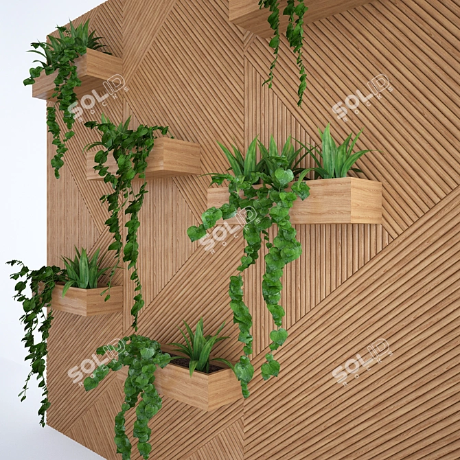 Wooden Plant Wall Panel 3D model image 2