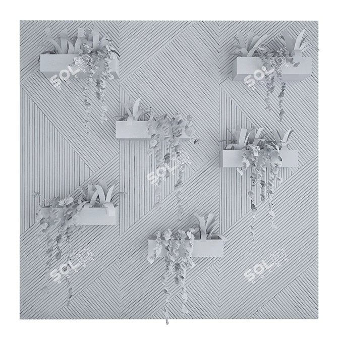 Wooden Plant Wall Panel 3D model image 3