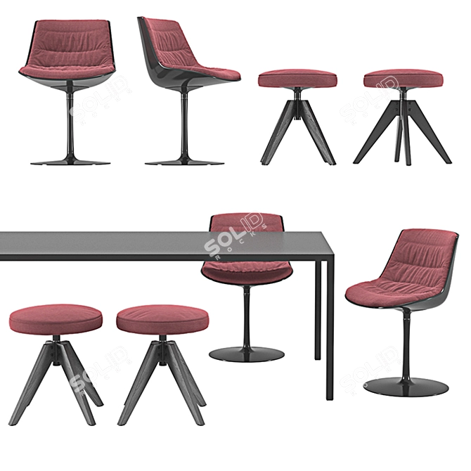 MDF Italia Flow Chairs & Tense Table - Elegant Design by Jean Marie Massaud 3D model image 1