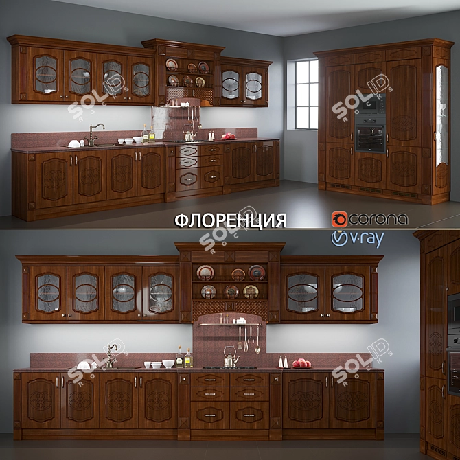 Elegant Florence Kitchen Set - Interier Center 3D model image 1