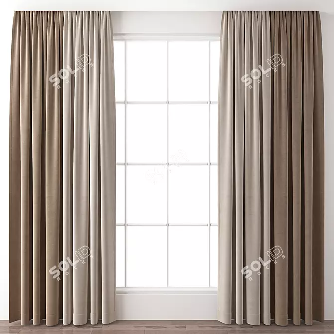 Elegant Window Curtain 3D model image 1