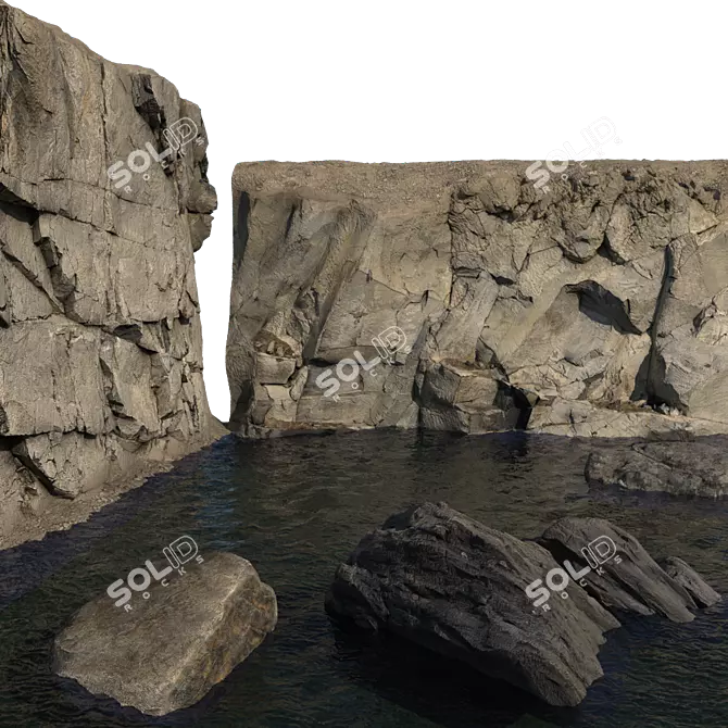 Sculpted Rock Formation: Photorealistic 3D model image 3