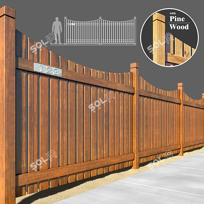 Pine Wood Fence Panel 3D model image 1