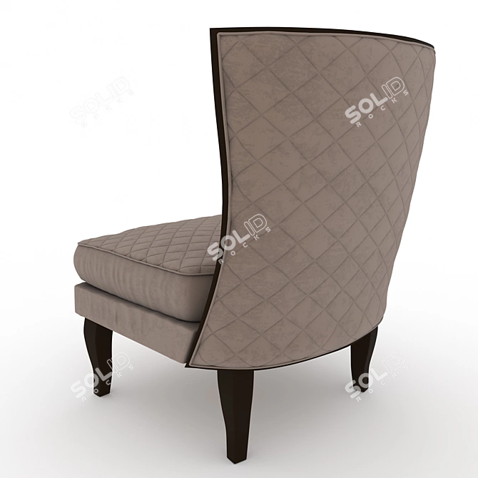 Luxury Quilted Italian Walnut Wing Chair 3D model image 2