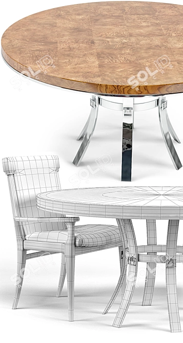 Modern Soho Round Dining Table with Westwood Chairs 3D model image 3