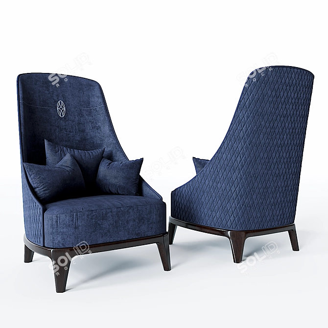 Opulent Diamond-Patterned Armchair 3D model image 1