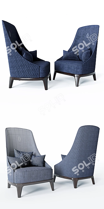 Opulent Diamond-Patterned Armchair 3D model image 2