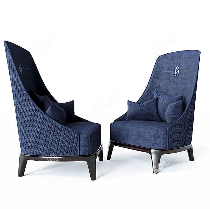 Opulent Diamond-Patterned Armchair 3D model image 3