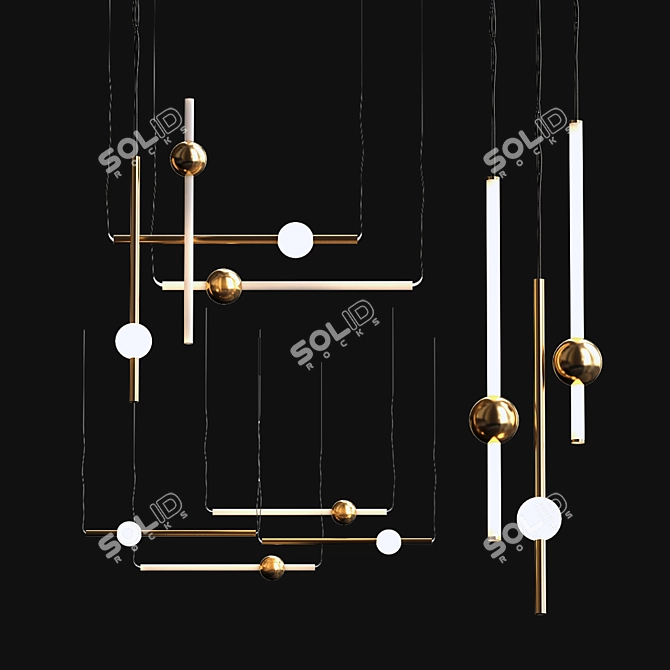 Golden Glow Pendant Light Collection 3D model image 1