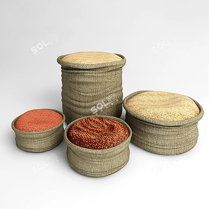 Versatile Handwoven Baskets 3D model image 1