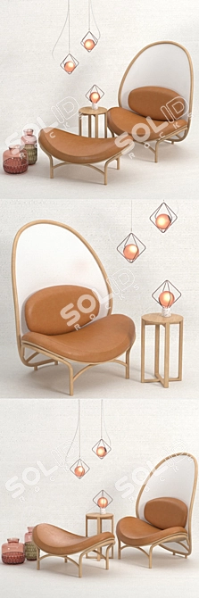 Chips Lounge: Airy Leather Chair 3D model image 2