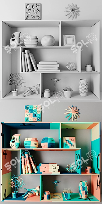 Elegant Sculpture Decor Set 3D model image 2