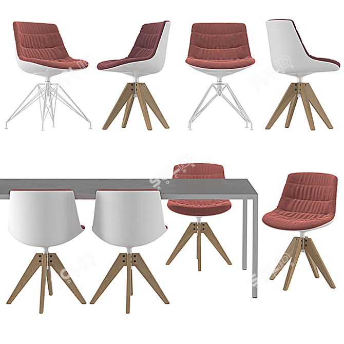 Modern Flow Chairs and Table Set - MDF Italia 3D model image 1