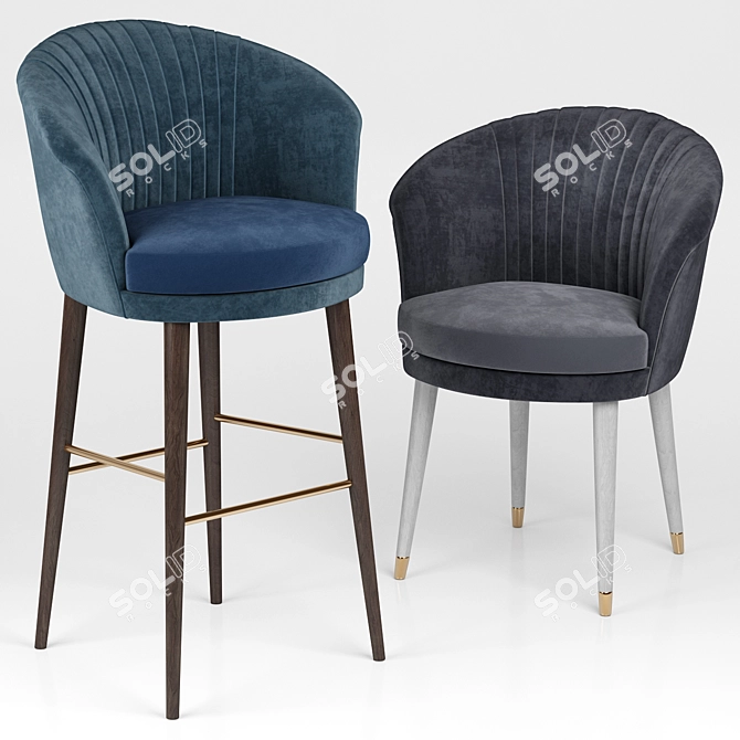 Lupino Elegant Bar Chair 3D model image 1