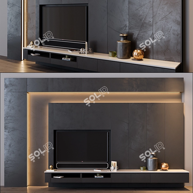 Sleek HD TV Set 3D model image 1