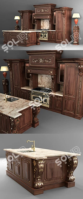 Paris Classic Kitchen: Elegant Eighteenth-Century Style 3D model image 2