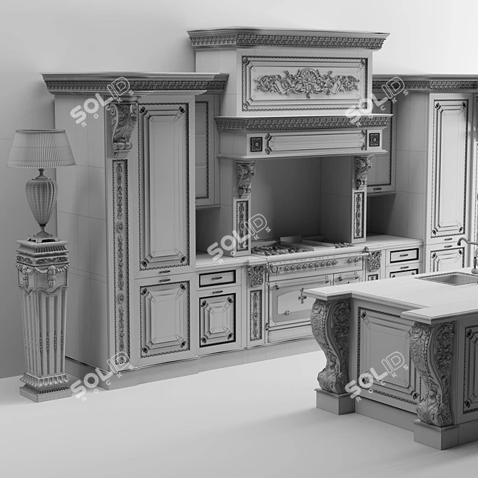 Paris Classic Kitchen: Elegant Eighteenth-Century Style 3D model image 3