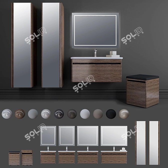 VIVIA Villeroy & Boch Bathroom Furniture Set 3D model image 1