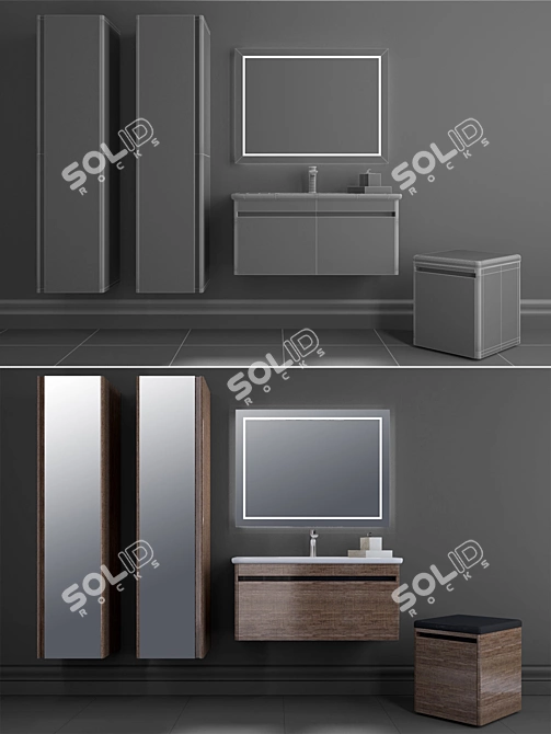 VIVIA Villeroy & Boch Bathroom Furniture Set 3D model image 3
