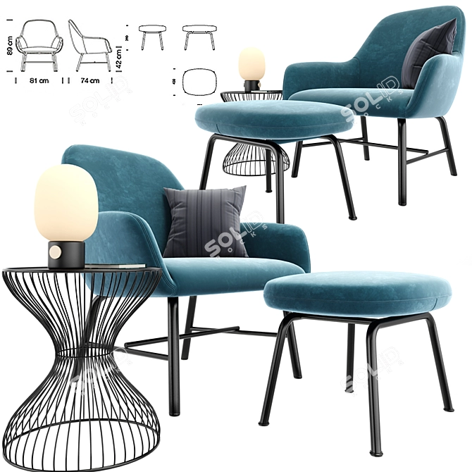 ErgoFlex Armchair Set 3D model image 1