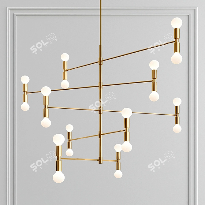 DOT 14 Brass Suspension Light 3D model image 1