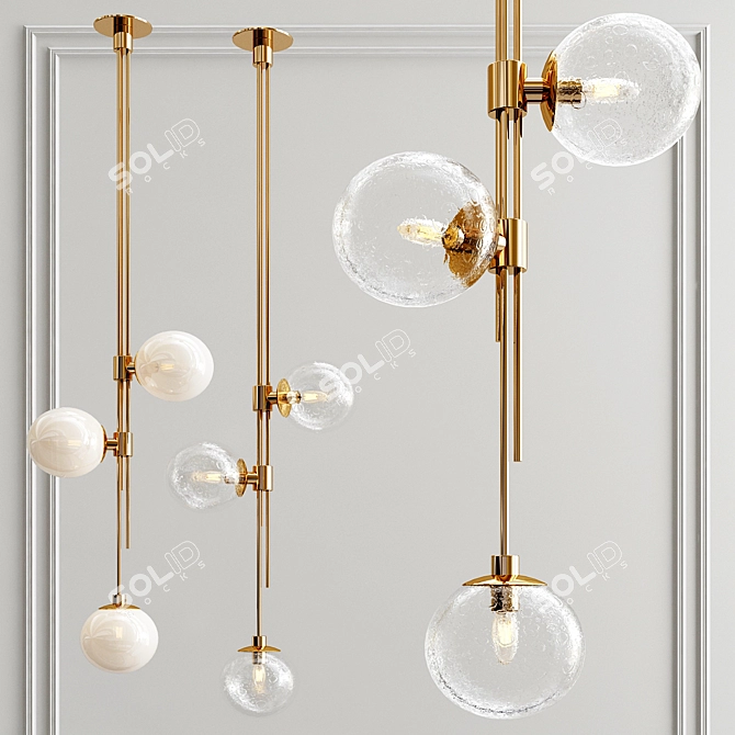 Sleek Trio Pendant Light 3D model image 1