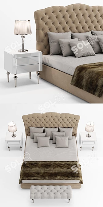 Italian Egoist DV Home Collection: Bed, Nightstand, Desk Lamp 3D model image 2