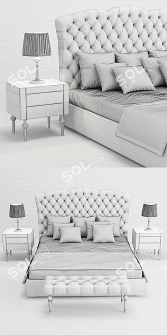 Italian Egoist DV Home Collection: Bed, Nightstand, Desk Lamp 3D model image 3