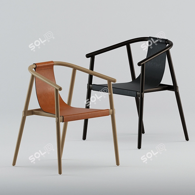 Crafted Leather Sling Chair 3D model image 1