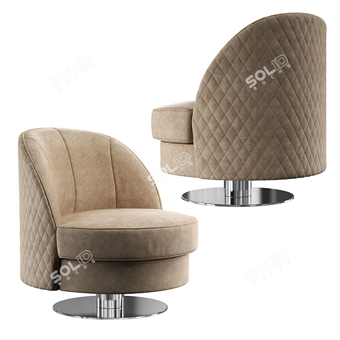Glamorous Charlotte Swivel Armchair 3D model image 1