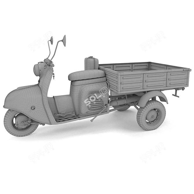 Vintage Soviet Three-Wheel Motor Scooter 3D model image 3