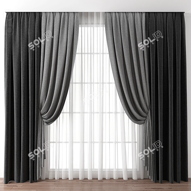 Modern Printed Curtain 3D model image 1