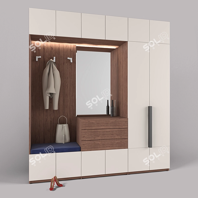 Customizable Hall Number 3 3D model image 2