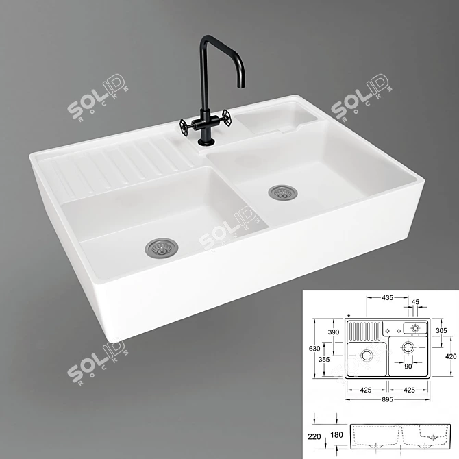 Luxury VILLEROY&BOCH Double Sink 3D model image 1