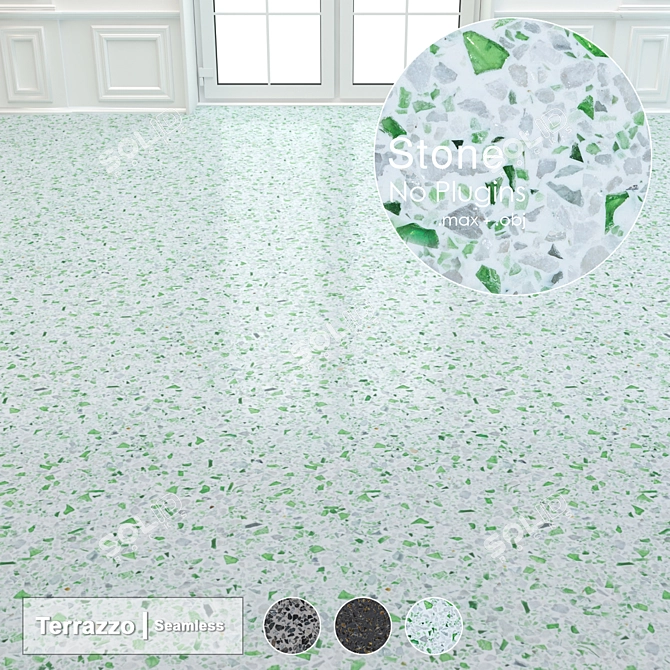 Seamless Terrazzo Stone Tiles 3D model image 1