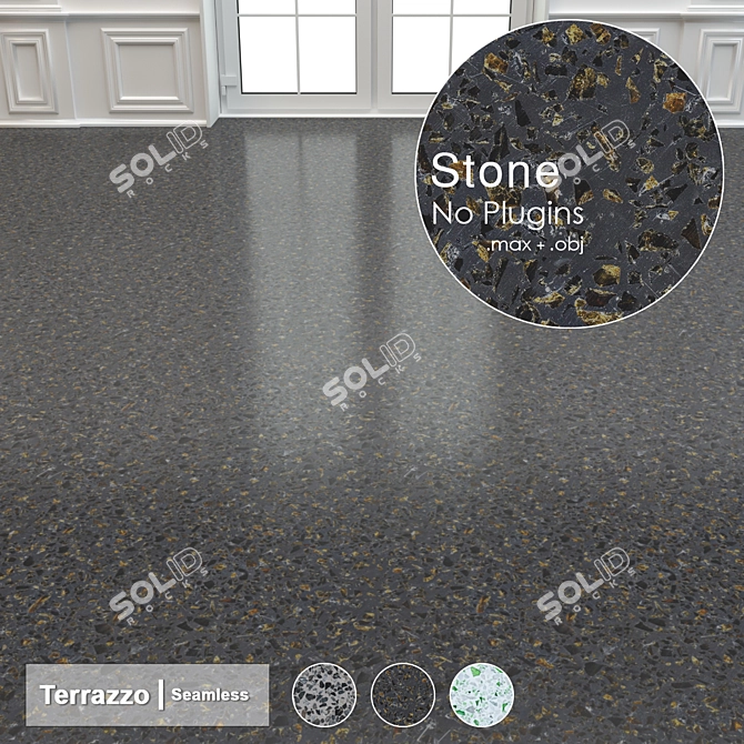 Seamless Terrazzo Stone Tiles 3D model image 2