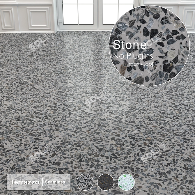 Seamless Terrazzo Stone Tiles 3D model image 3