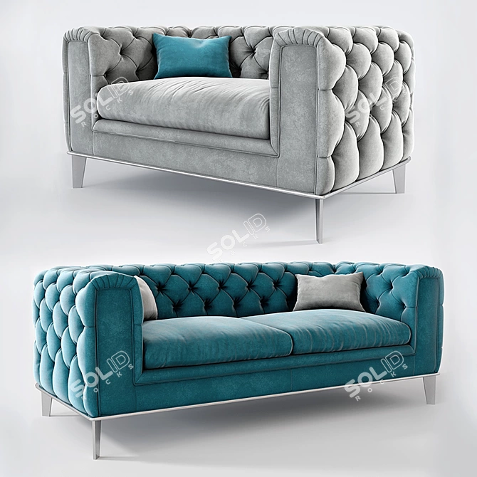 Boheme Velvet Armchair + Sofas | Prianera 3D model image 1