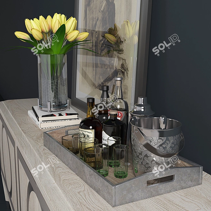 Domaine Blanc Entertainment: Elegant and Versatile Entertainment Console 3D model image 2