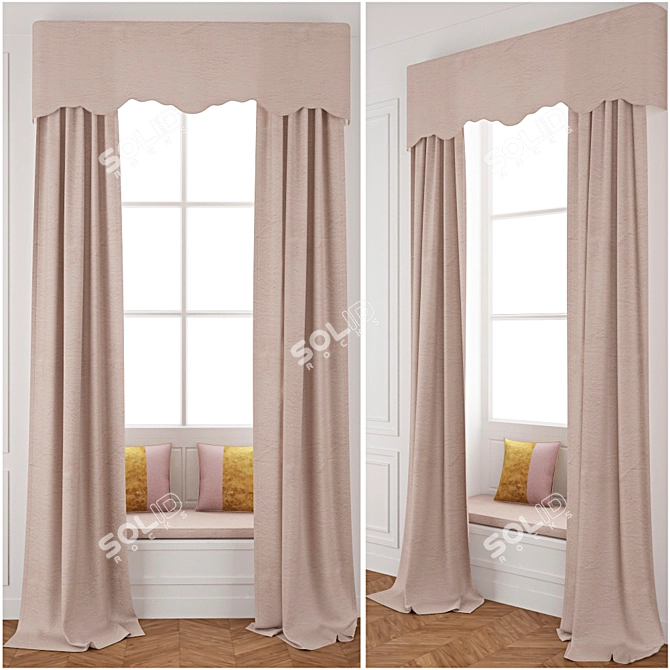 Elegant Pelmets for Luxurious Curtains 3D model image 1